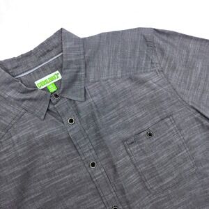 Cariloha Mens XL Gray Bamboo Organic Cotton Short‎ Sleeve Button Down Shirt Slub